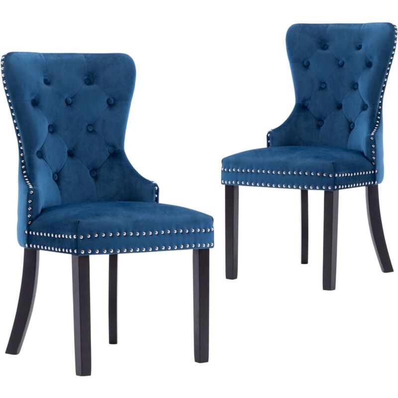 Chaises à manger lot de 2 bleu velours Vidaxl