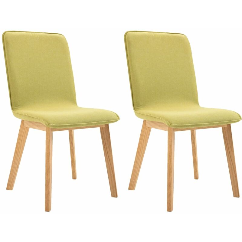 

vidaXL Madera Maciza de Roble Sillas de Comedor Tela 2 Unidades Verde - Verde