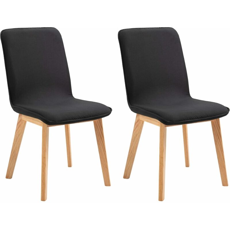 

vidaXL Madera Maciza de Roble Sillas de Comedor Tela 2 Unidades Negra - Negro
