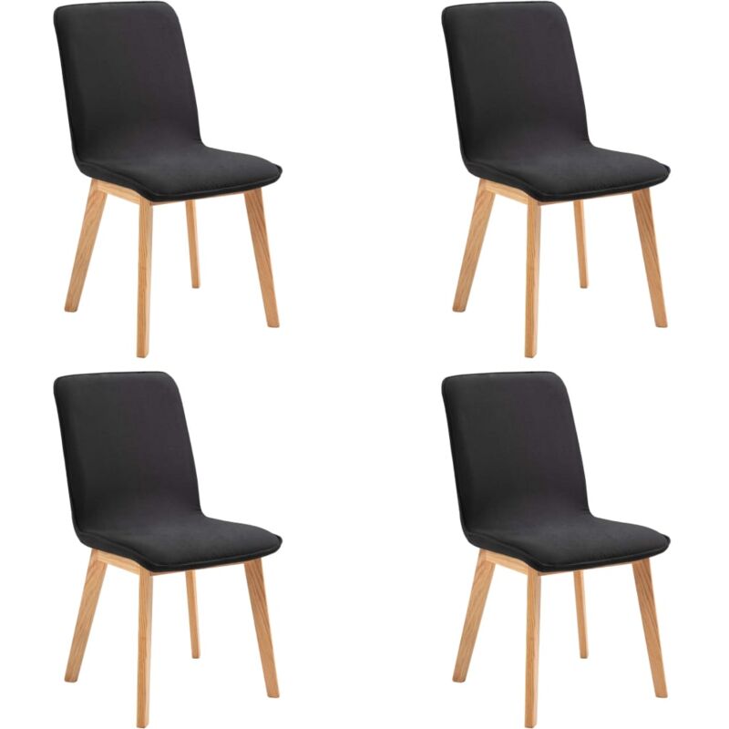 

Madera Maciza de Roble Sillas de Comedor Tela 4 Unidades Negra - Negro - Vidaxl