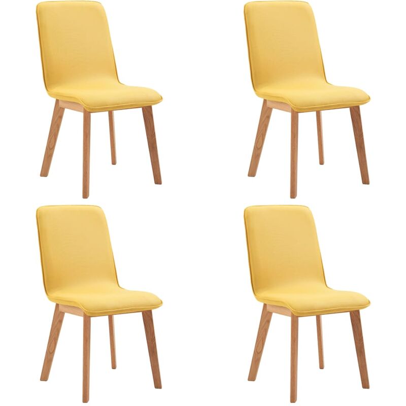 

vidaXL Madera Maciza de Roble Sillas de Comedor Tela 4 Unidades Amarilla - Amarillo
