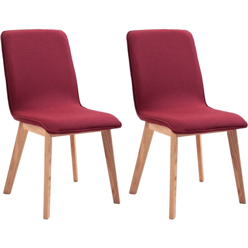 

vidaXL Madera Maciza de Roble Sillas de Comedor Tela 2 Unidades Roja - Rojo