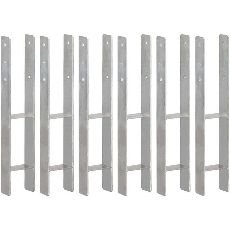 Piquets de clôture 6 pcs Argenté 10x6x60 cm Acier galvanisé Vidaxl
