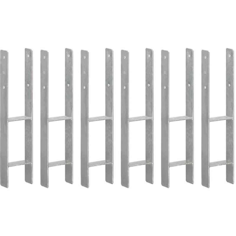 Piquets de clôture 6 pcs Argenté 12x6x60 cm Acier galvanisé Vidaxl