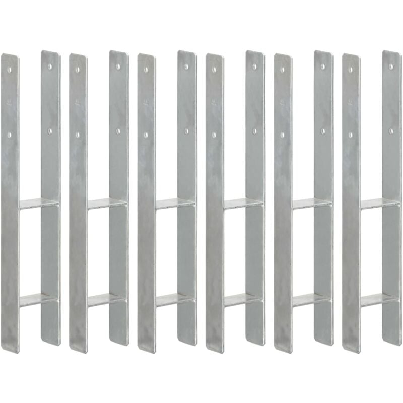 Piquets de clôture 6 pcs Argenté 9x6x60 cm Acier galvanisé Vidaxl