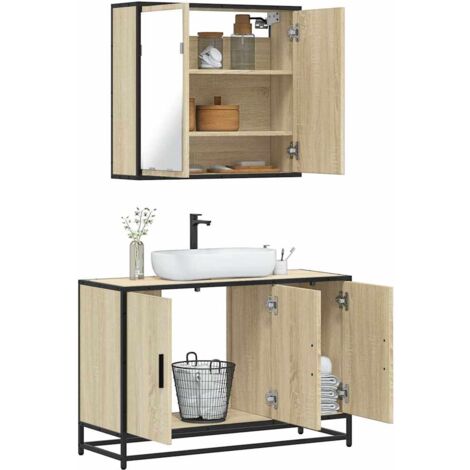 vidaXL 2 Piece Bathroom Furniture Set Sonoma Oak Engineered Wood