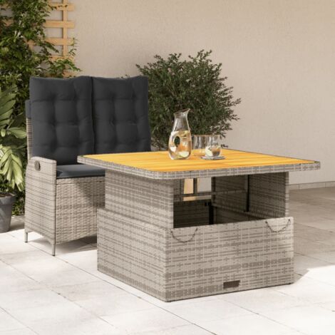 vidaXL 2 Piece Garden Dining Set with Cushions Grey Poly Rattan