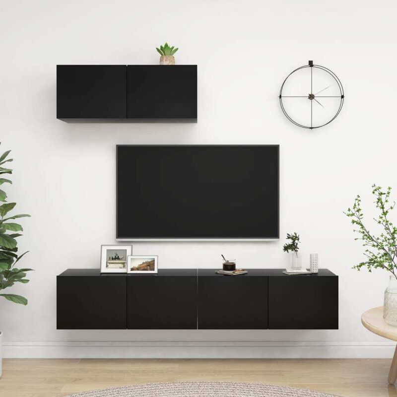 Vidaxl - tv Cabinets 3 pcs Black Engineered Wood Black