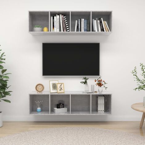 vidaXL 2 Piece Wall-mounted  TV Cabinet Set Concrete Grey Engineered Wood (2x805493)