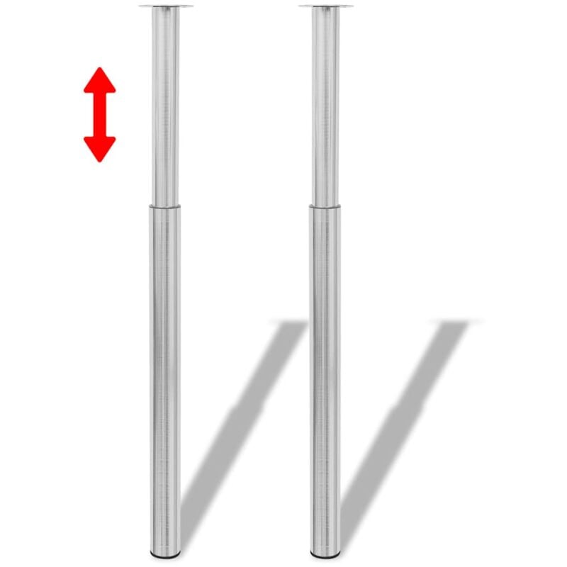 Pieds de table télescopiques Nickel brossé 710 mm - 1100 mm Vidaxl