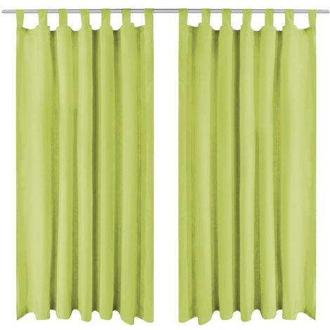 vidaXL 2 Pz Tende in Micro Raso con Passanti 140x245 cm Verdi