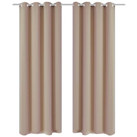 vidaXL 2 Pz Tende Oscuranti con Occhielli in Metallo 135x175 cm Crema