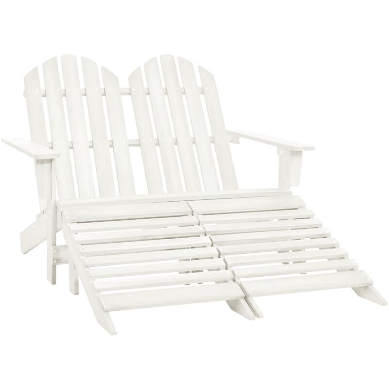 2-seater Garden Adirondack Chair&ottoman Fir Wood White Vidaxl