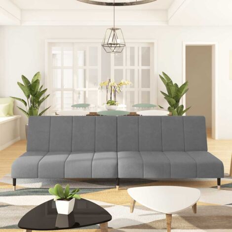 vidaXL 2-Sitzer Schlafsofa aus hellgrauem Samt