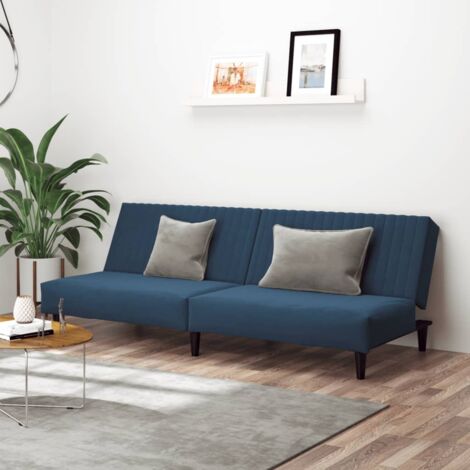 vidaXL 2-Sitzer Schlafsofa Blau Samt