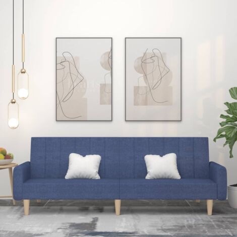 vidaXL 2-Sitzer Schlafsofa Blau Stoff