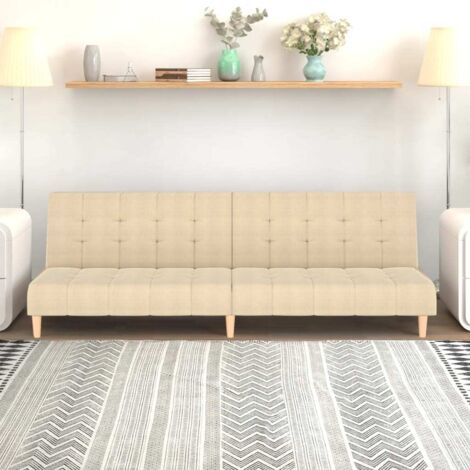 vidaXL 2-Sitzer Schlafsofa Creme Stoff