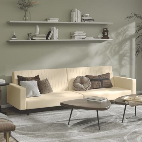 vidaXL 2-Sitzer Schlafsofa creme Velours