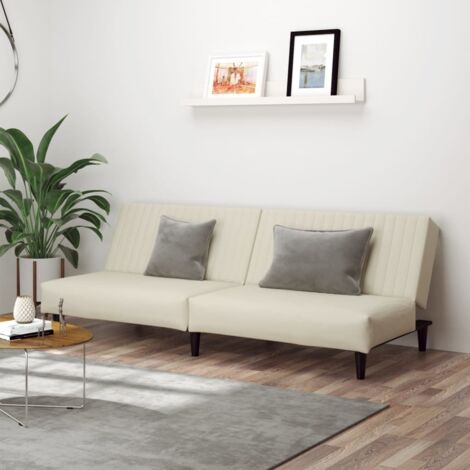 vidaXL 2-Sitzer Schlafsofa Creme Velours