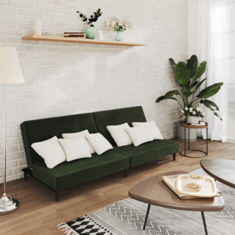vidaXL 2-Sitzer Schlafsofa dunkelgrün Samt