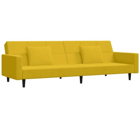 vidaXL 2-Sitzer Schlafsofa mit zwei Kissen Gelb Samt