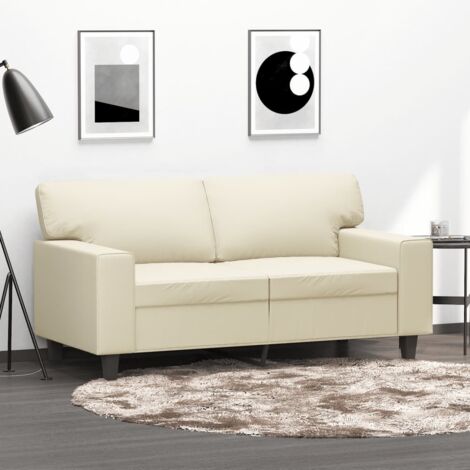 vidaXL 2-Sitzer Sofa Creme 120 cm Kunstleder