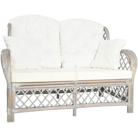 vidaXL 2-Sitzer-Sofa Grau Rattan