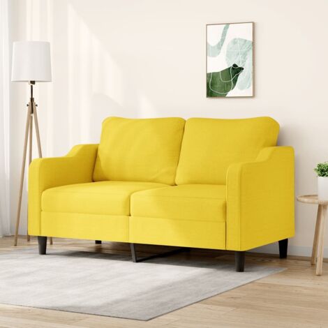 vidaXL 2-Sitzer Sofa Hellgelb 140 cm Stoff