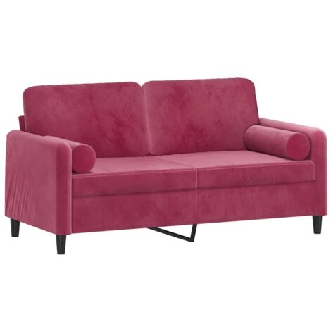 vidaXL 2-Sitzer Sofa mit Bordeaux-Kissen 140 cm Samt