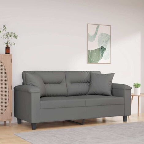vidaXL 2-Sitzer Sofa mit grauen Dekokissen 140 cm