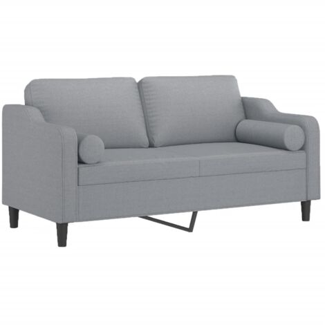vidaXL 2-Sitzer Sofa mit Kissen Grau 140 cm Stoff