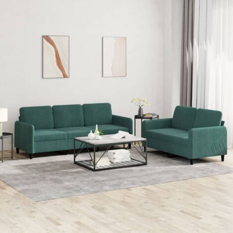 vidaXL 2-teilige Sofa-Garnitur dunkelgrün Samt