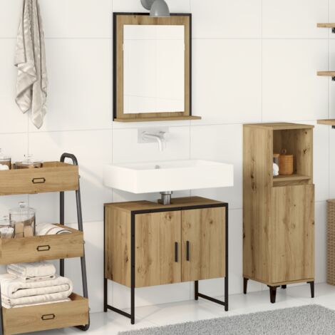 vidaXL 2-teiliges Badezimmer-Schranksystem aus Artisan Eichen-Engineered Wood