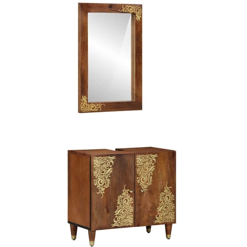 Badezimmermöbel Set Wandmontiert 2 Pcs Braun 62 X 33 X 58 Cm Vidaxl