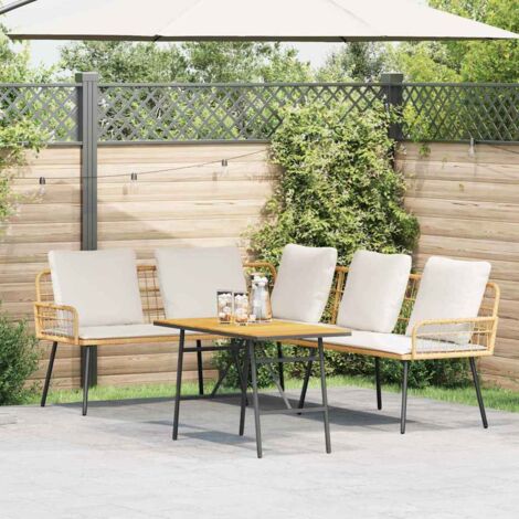 vidaXL 2-teiliges Garten-Sofa-Set mit Kissen aus natürlichem Poly-Rattan