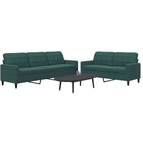 vidaXL 2-teiliges Sofa-Set mit Kissen Dunkelgrün Samt