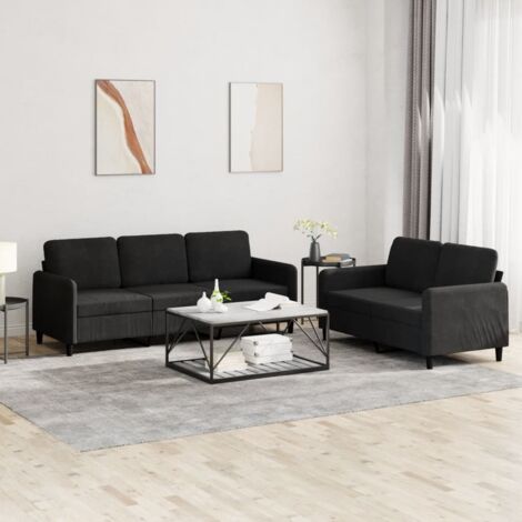 vidaXL 2-teiliges Sofa-Set Schwarz Samt