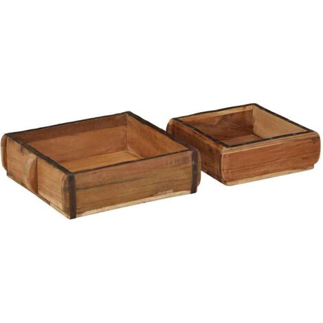 vidaXL 2-teiliges Tablett-Set aus recyceltem Massivholz