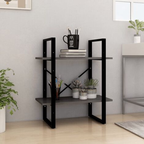 vidaXL 2-Tier Book Cabinet Grey 60x30x70 cm Solid Wood Pine