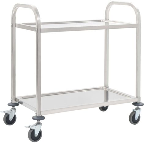 vidaXL 2-Tier Kitchen Trolley 95x45x83,5 cm Stainless Steel
