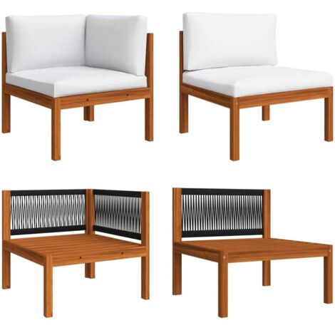 vidaXL 2-tlg. Garten-Lounge-Set mit Auflagen Akazie Massivholz