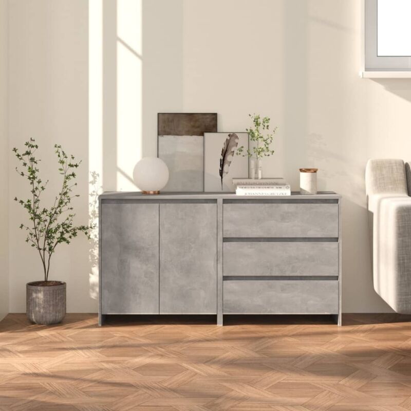 2-tlg. Sideboard Betongrau Holzwerkstoff Vidaxl