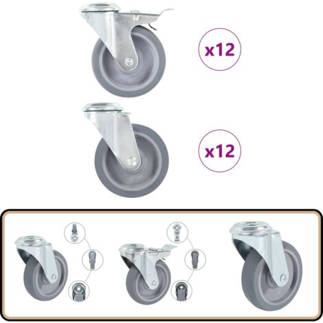 vidaXL 24 pcs Roulettes pivotantes à trou de boulon 100 mm