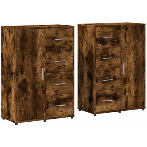 vidaXL 2er Buffet Set Raucheiche 60x31x84 cm Ingenieurholz