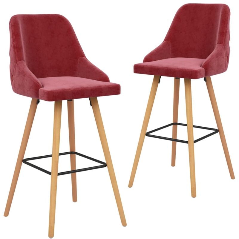Vidaxl - Tabourets de bar lot de 2 rouge bordeaux velours