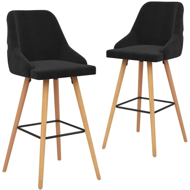 Tabourets de bar lot de 2 noir velours vidaXL
