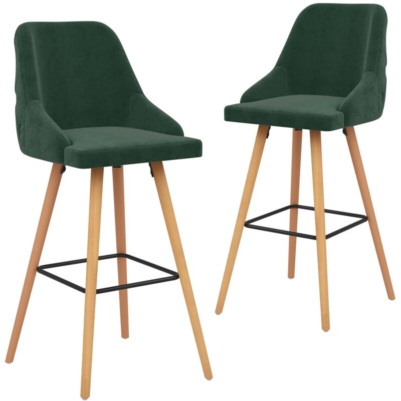 Vidaxl - Tabourets de bar lot de 2 vert foncé velours
