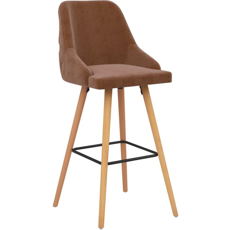 Tabourets de bar lot de 2 marron velours
