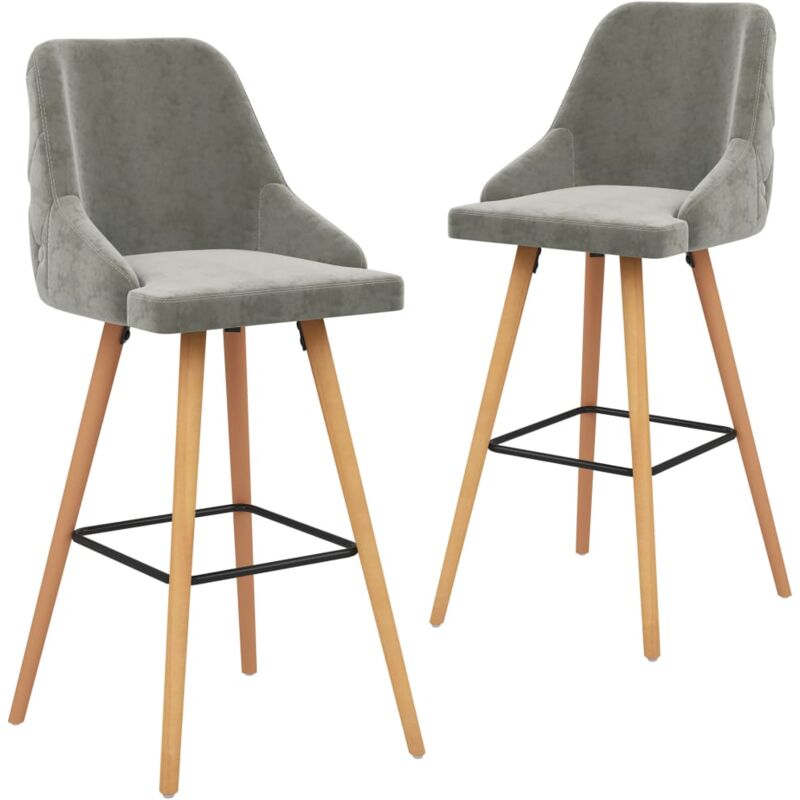 Vidaxl - Tabourets de bar lot de 2 gris clair velours
