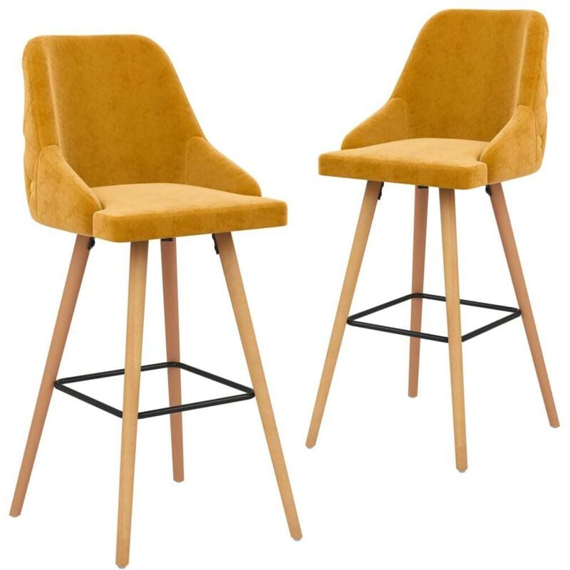 Vidaxl - Tabourets de bar lot de 2 jaune velours